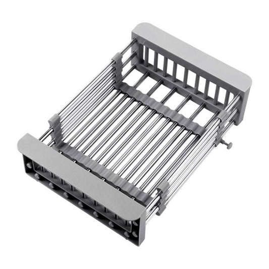 Adjustable Sink Dish Drainer - Expandable Stainless Steel with Drip Tray, Kitchen Space Saving Drying Rack for Dishes