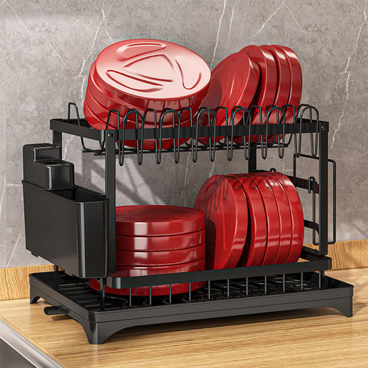 Adjustable Plate Organizer Stand - Dish Drainer Rack for Cabinet, Counter Space Saving