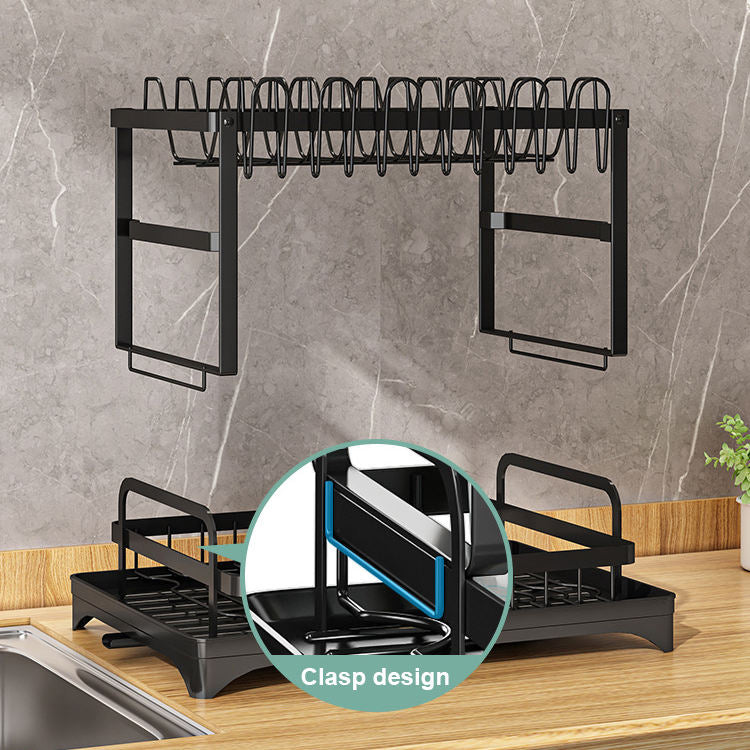 Adjustable Plate Organizer Stand - Dish Drainer Rack for Cabinet, Counter Space Saving