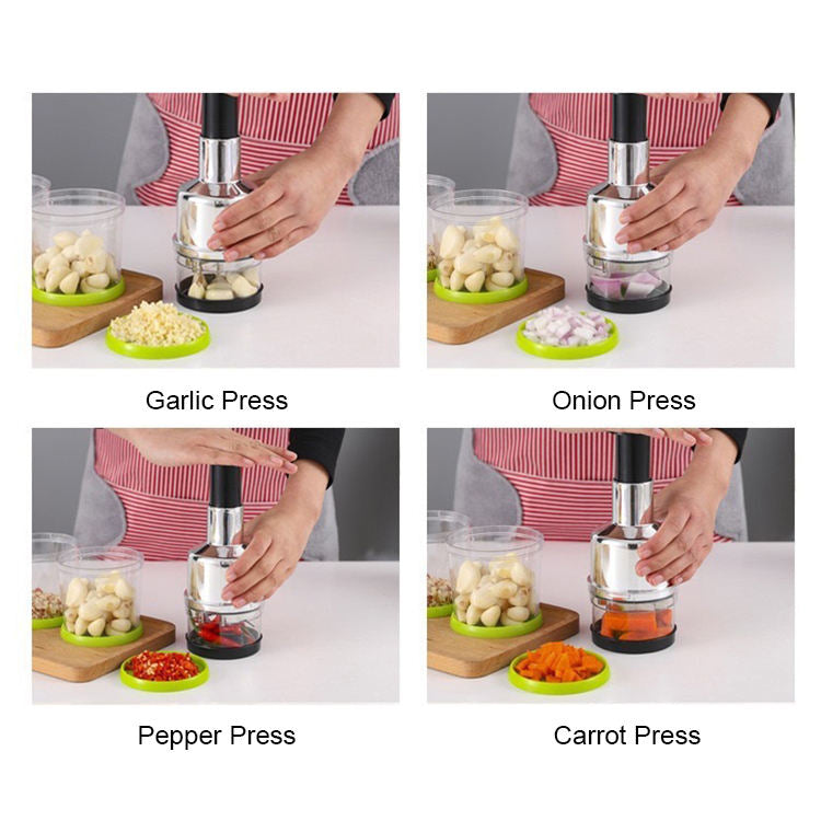 Manual Garlic Chopper - Mini Handheld Pull Cord Food Processor for Chili Vegetable Onion, Kitchen Space Saver