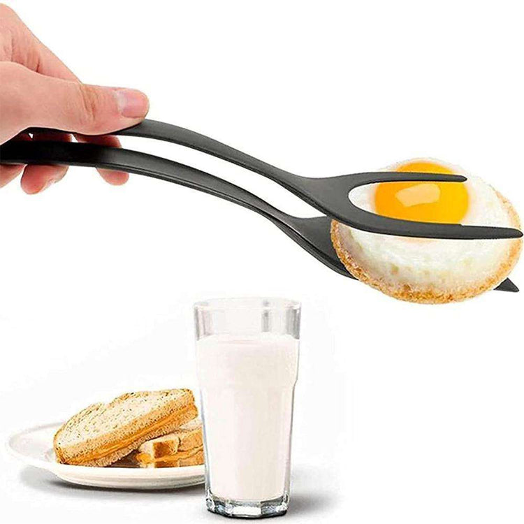 Heat Resistant Kitchen Tongs - 2-in-1 Silicone Non-Scratch Cooking Turner & Hot Pad Holder