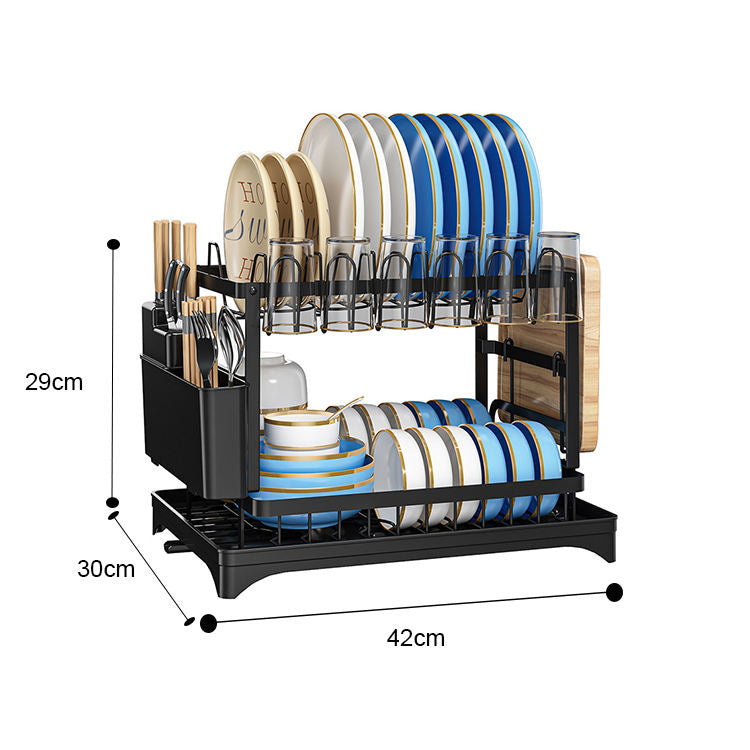 Adjustable Plate Organizer Stand - Dish Drainer Rack for Cabinet, Counter Space Saving