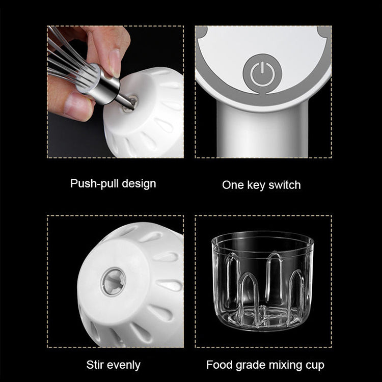 Cordless Electric Egg Whisk - Portable Handheld Mixer for Baking, Mini Foamer