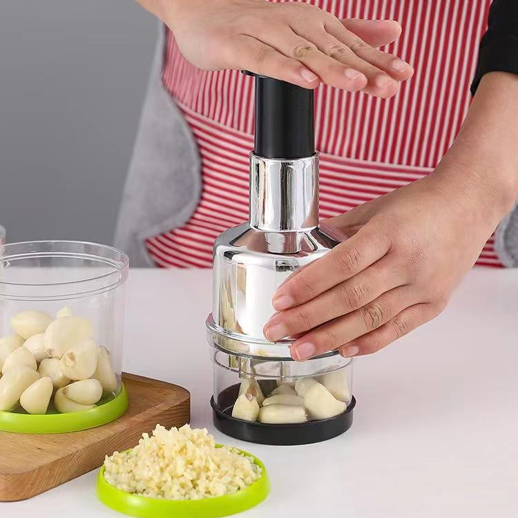 Manual Garlic Chopper - Mini Handheld Pull Cord Food Processor for Chili  Vegetable Onion, Kitchen Space Saver