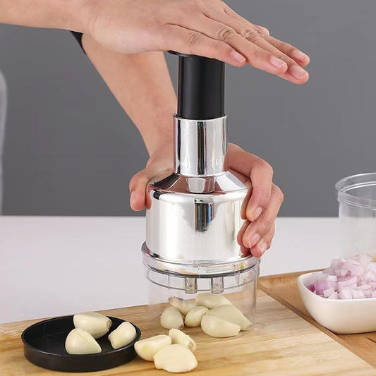 Manual Garlic Chopper - Mini Handheld Pull Cord Food Processor for Chili  Vegetable Onion, Kitchen Space Saver