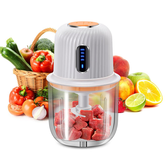 Electric Cordless Meat Grinder - 200W Wireless Food Processor with 3 Blades, Stainless Steel Kitchen Chopper Helper