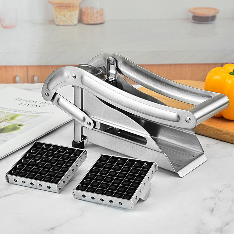 Stainless Steel Potato Slicer - Manual Adjustable Thickness Vegetable Cutter with Safety Holder for Chips, Salad, Gratin