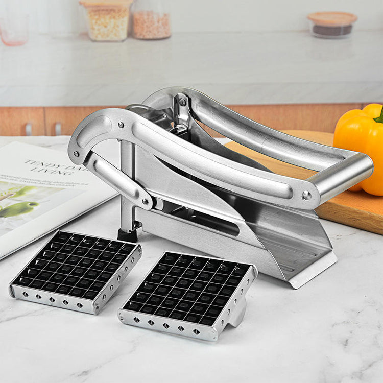 Stainless Steel Potato Slicer - Manual Adjustable Thickness Vegetable Cutter with Safety Holder for Chips, Salad, Gratin