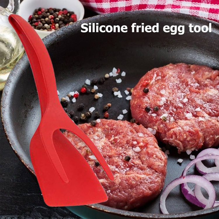 Heat Resistant Kitchen Tongs - 2-in-1 Silicone Non-Scratch Cooking Turner & Hot Pad Holder