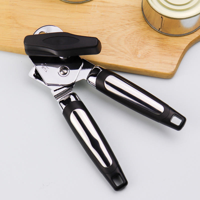 Stainless Steel Can Opener - Heavy Duty Manual Jar Opener Tool with Comfort Grip