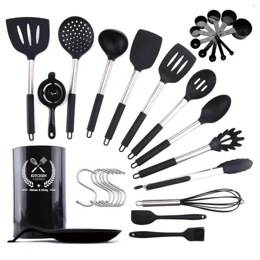Silicone Cooking Utensils Set - 31-Piece Non-Stick Safe Kitchen Tools, Heat Resistant Cookware