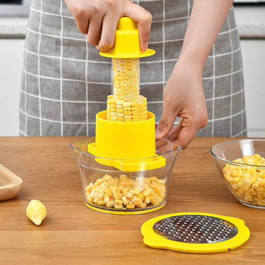 Corn Stripper Peeler Tool - Vegetable Slicer Stainless Steel Blades, Corn Cob Stripper with Bowl Handle