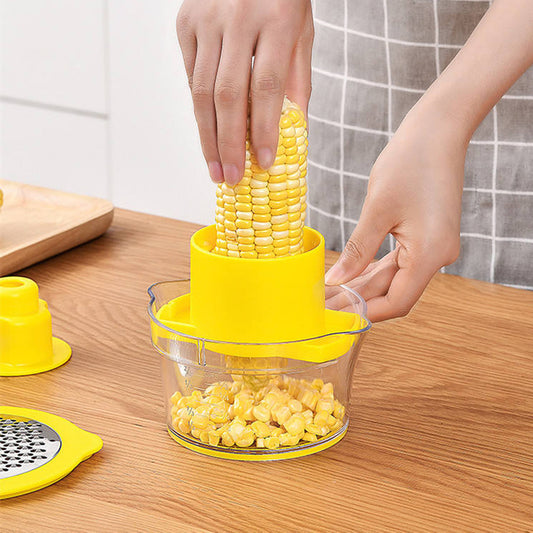 Corn Stripper Peeler Tool - Vegetable Slicer Stainless Steel Blades, Corn Cob Stripper with Bowl Handle