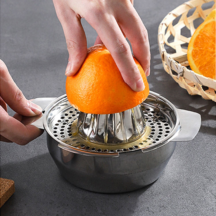 Heavy Duty Stainless Steel Citrus Juicer - Manual Fruit Reamer Rotation Press for Lemon Lime Orange Crusher