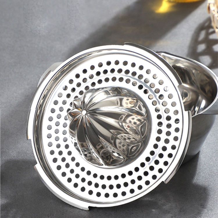 Heavy Duty Stainless Steel Citrus Juicer - Manual Fruit Reamer Rotation Press for Lemon Lime Orange Crusher