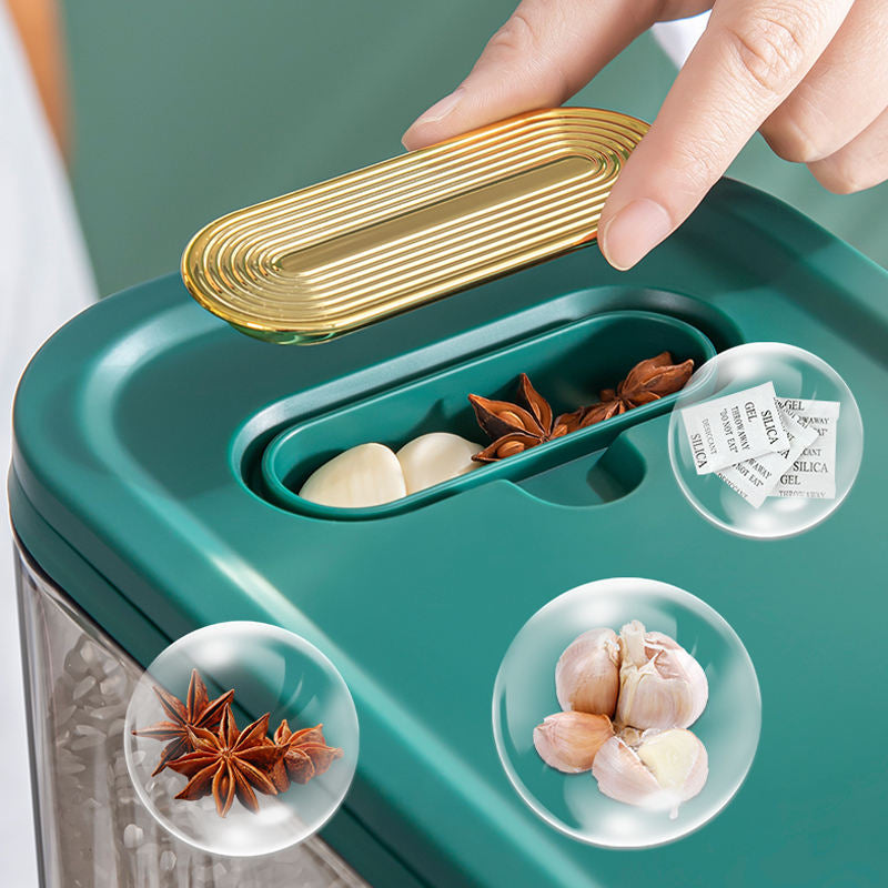 Rice Dispenser Sealed Container - 10L/20L Moisture Proof Food Storage with Measuring Cup, Kitchen Space Saver