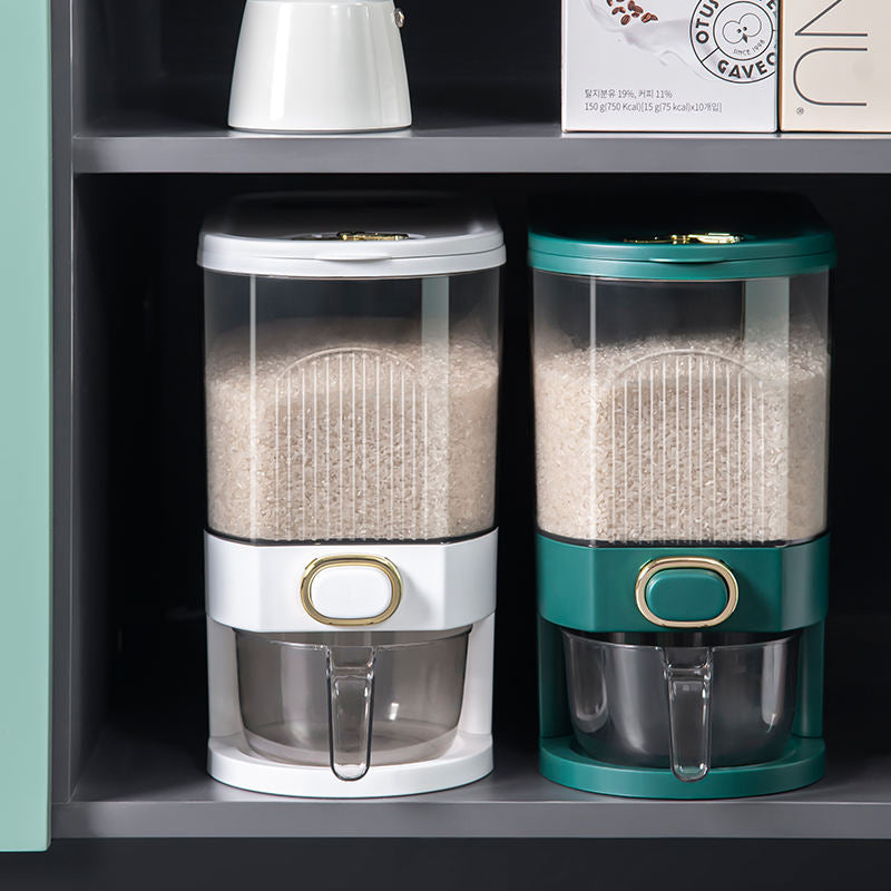 Rice Dispenser Sealed Container - 10L/20L Moisture Proof Food Storage with Measuring Cup, Kitchen Space Saver